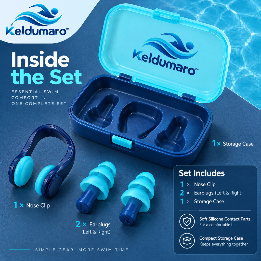 Keldumaro™ Memory Silicone Swim Nose Clip & Earplugs Set