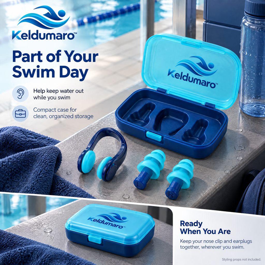 Keldumaro™ Memory Silicone Swim Nose Clip & Earplugs Set