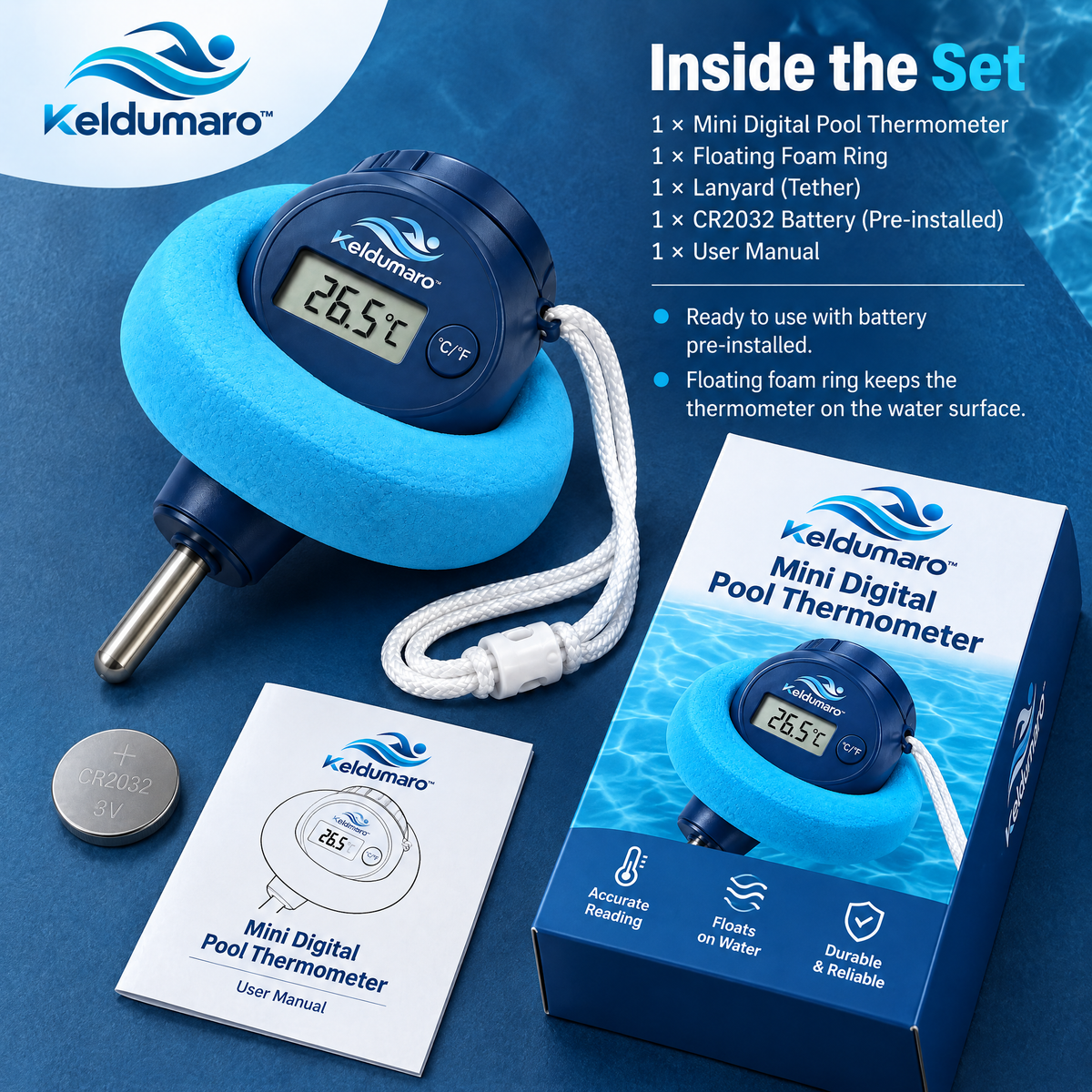 Keldumaro™ Mini Digital Floating Pool Thermometer