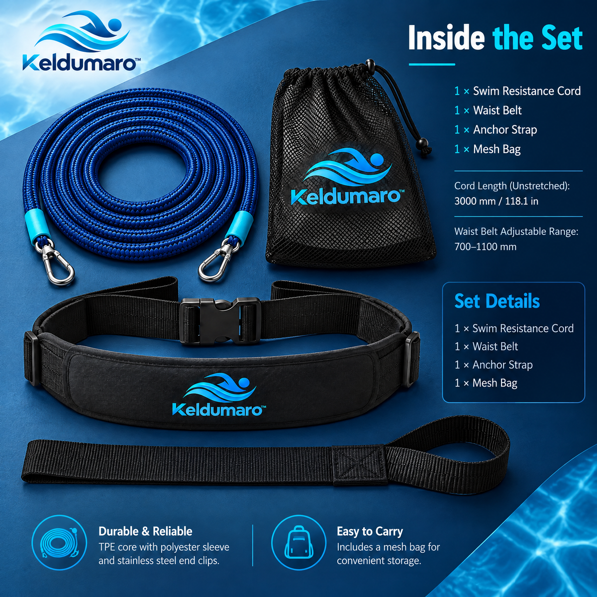 Keldumaro™ Swim Resistance Training Cord Set